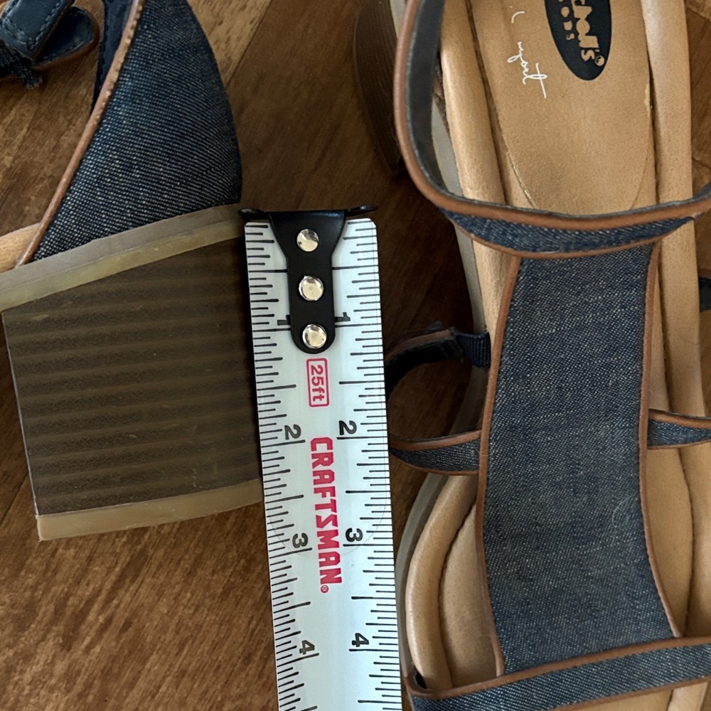 Dr. Scholl's Denim Strappy Block Heel Sandals - Picture 6 of 9